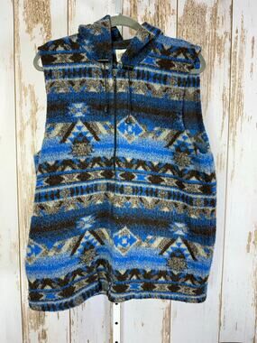 Rods, Tribal Western Wool Blend Hooded Vest. Size XL. Good used condition!